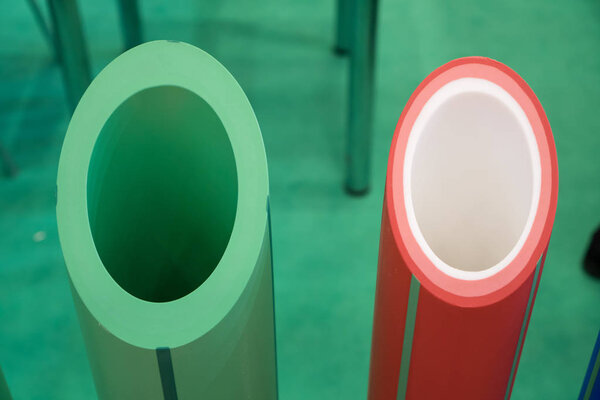 Plastic water pipes in a cut