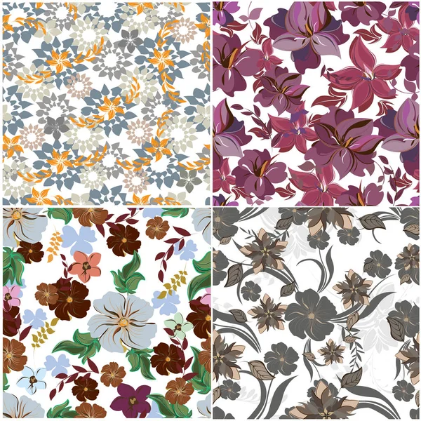 Vector primavera abstracto fondo flores patrón sin costuras — Vector de stock