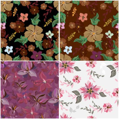 Vektör yay soyut arkaplan çiçekleri pürüzsüz desen