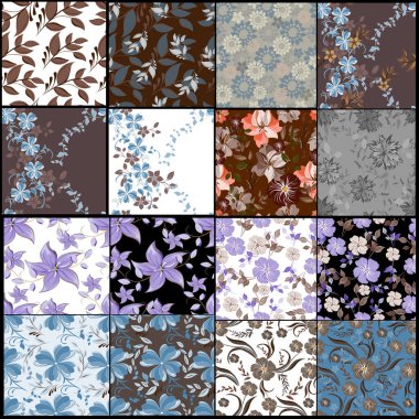 Vektör soyut arkaplan dikişsiz çiçekler ve çiçek desenleri