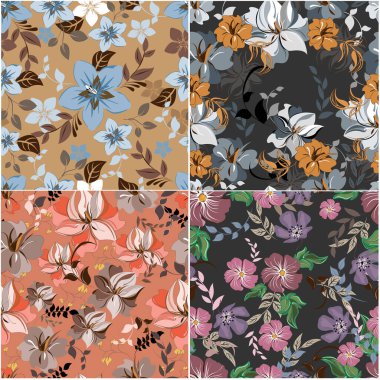 Vektör yay soyut arkaplan çiçekleri pürüzsüz desen