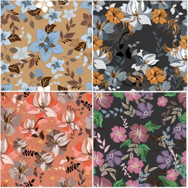 Vektör yay soyut arkaplan çiçekleri pürüzsüz desen