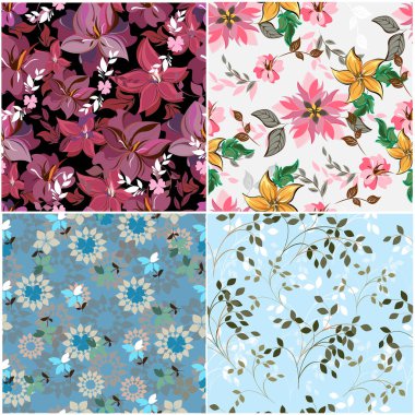 Vektör yay soyut arkaplan çiçekleri pürüzsüz desen