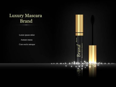 Fırça ile kelimelerle koyu arka plan üzerinde maskara