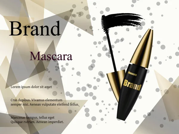 Luxus-Mascara-Anzeigen, schwarz-goldenes Paket mit stromlinienförmigem Hintergrund Illustration Vektor-Design. Stockillustration