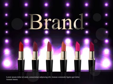 Moda ruj reklamlar, aşağı ruja akan sıvı doku izole 3d resimde kırmızı arka plan, modaya uygun bir kozmetik tasarım reklam için