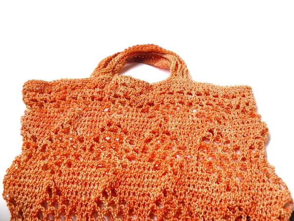 Saco laranja saco de malha laranja saco artesanal - Imagem stock — Fotografia de Stock