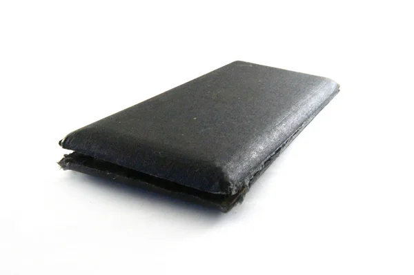 Scatola nera vintage, Portafoglio nero con bordi squallidi — Foto Stock