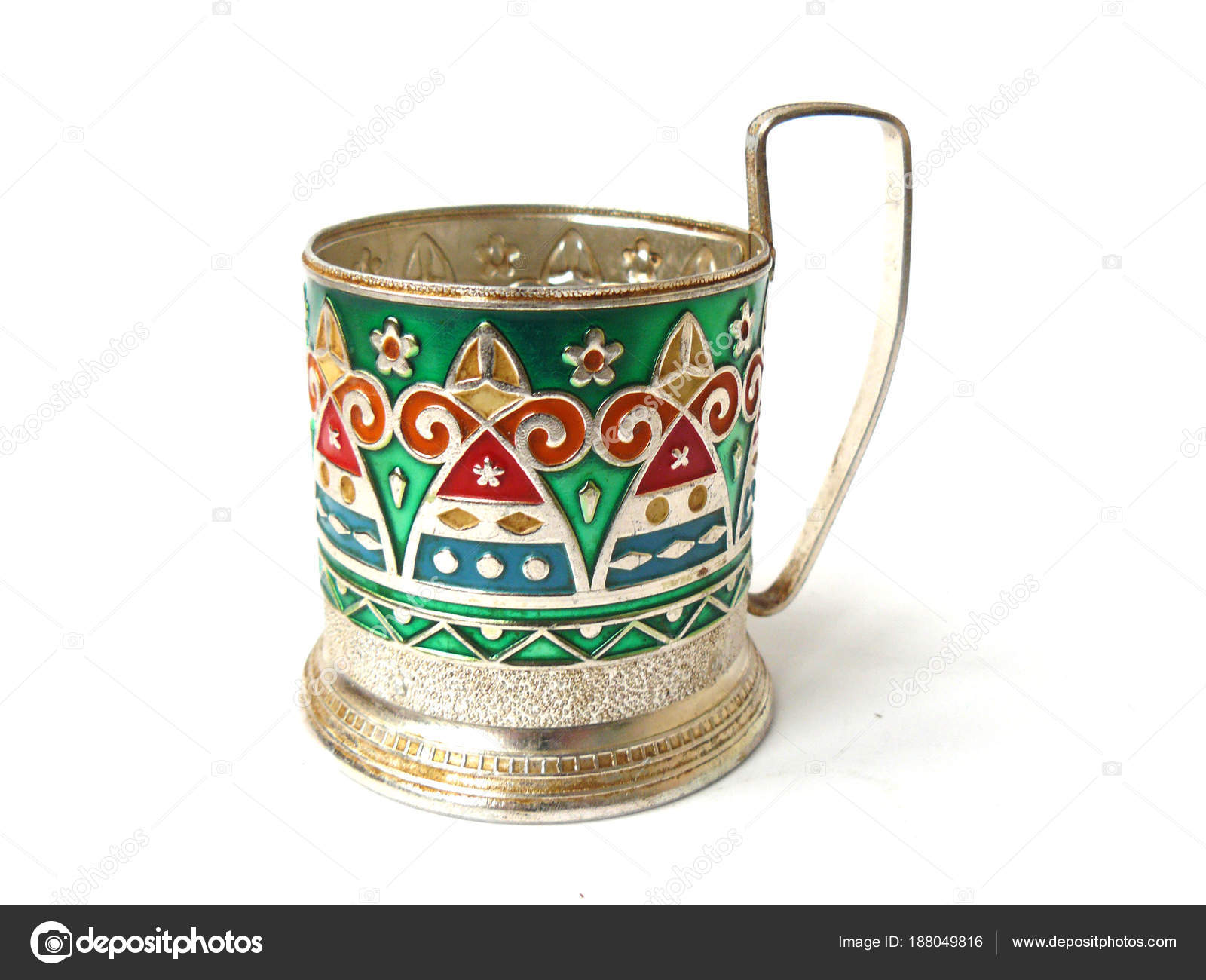 glass and metal tea cups