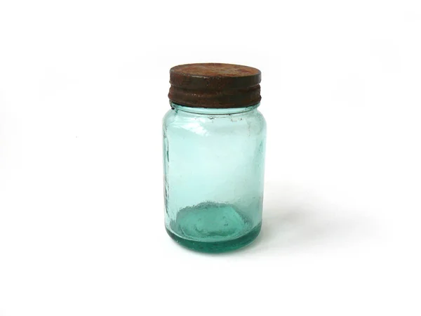 Glass Jar Blue Jar Small Jar Jar Lid Old Jar — Stock Photo, Image