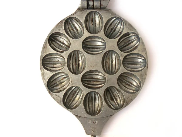 Pişirme, mutfak eşyaları, antika mutfak eşyaları, bisküvi, kalıp fındık için Pan. Headstock stok resmi