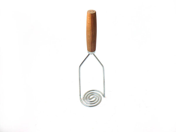 Potatoes masher, kitchen utensils, potato, vintage potato mullet. Headstock stock image