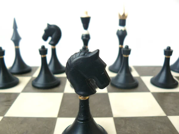 Schach Schachspiel Schachbrett Schwarz Weiß Schach Kopfstock Image — Stockfoto