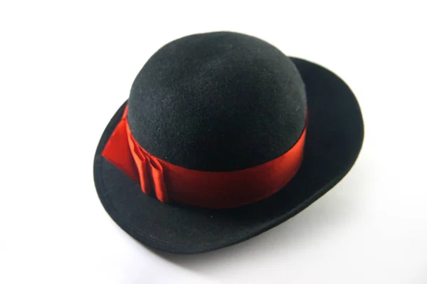 Black Hat Hat Lady Hat Felt Hat Hat Hat Ribbon — Stock Photo, Image