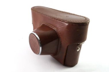 Koca karı, kamera çantası, fotoğraf makinesi çantası, kahverengi kamera kapağı, deri çanta, intage kutusu, Aksesuar, sanat çanta, sap kafası stok görüntü. 