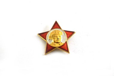 Rozetler, Vintage rozetler, eski simgeler, metal rozetler, gümüş renk, altın renk, kırmızı, Sovyet yıldızı, kırmızı yıldız, madalya, saç klipleri, SSCB, Sovyet Vintage