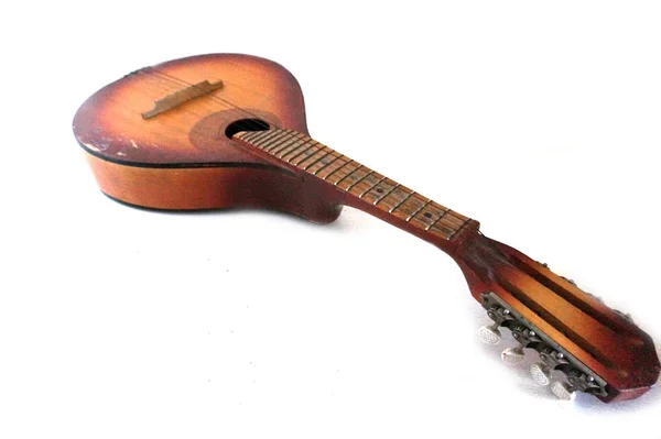 Domra Instrumento Musical Popular Isolado Branco Instrumento Musical Antigo Vintage — Fotografia de Stock