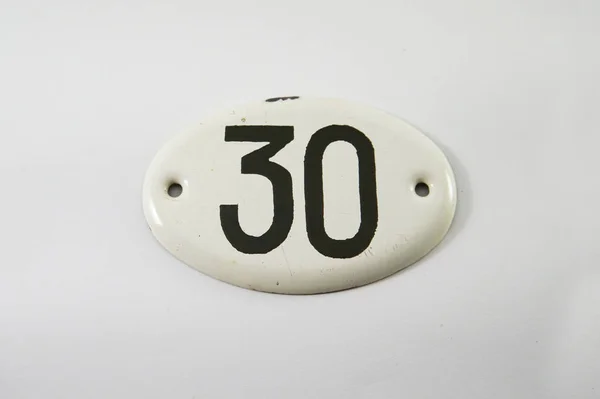 Número Placa Número Casa Quince Número Esmalte Quince Tablas Vintage —  Fotos de Stock