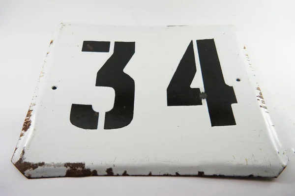 Number Plate House Number Fifteen Enamel Number Fifteen Vintage Tables — Stock Photo, Image