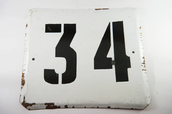 Number Plate House Number Fifteen Enamel Number Fifteen Vintage Tables — Stock Photo, Image