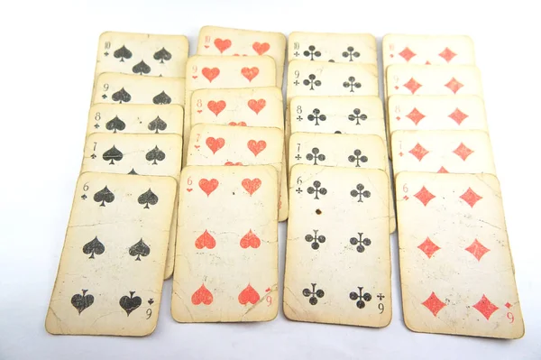 Vintage Playing Cards Playing Cards Four Suit Cards Gambling Club — Stock Photo, Image