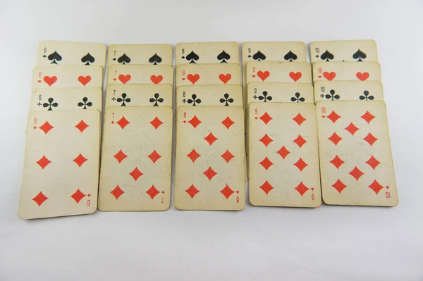 Vintage Spielkarten Spielkarten Vier Farbkarten Glücksspielclub Brettspiel Vintage Bilder Ass — Stockfoto