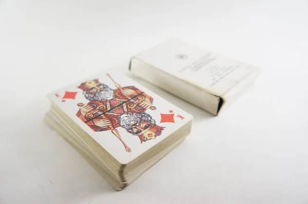 Vintage Playing Cards Playing Cards Box Playing Cards Deck Playing — Stock Photo, Image