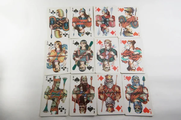 Vintage Spielkarten Spielkarten Glücksspielclub Brettspiel Vintage Bilder Ass Joker Weißer — Stockfoto