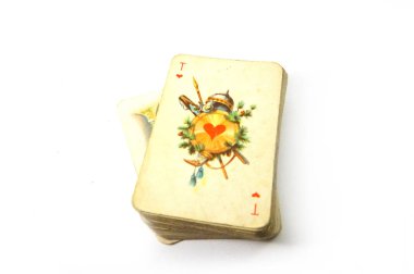 Vintage oyun kağıtları, oyun kağıtları, kumar kulübü, masa oyunu, vintage resimleri, ace, joker, beyaz arka plan, yakın çekim, birçok oyun kağıtları, iskambil destesi, Sovyet vintage, SSCB, sap kafası stok görüntü, Nostalgishop, Nostalgishop IMAG