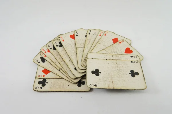 Vintage Spelen Kaarten Speelkaarten Bordspel Ventilator Speelkaarten Vintage Foto Ace — Stockfoto