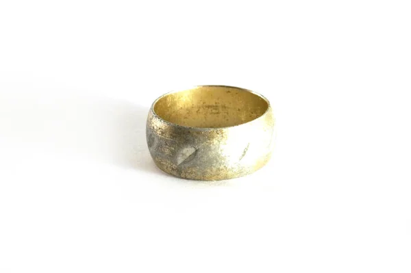 Antik Gyűrű Szüreti Gyűrű Ezüst Gyűrű Bronz Gyűrű Közelről Szürke — Stock Fotó