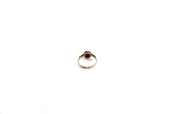 Anneau Antique Bague Vintage Bague Pierre Rouge Rubis Grenat Bague — Photo