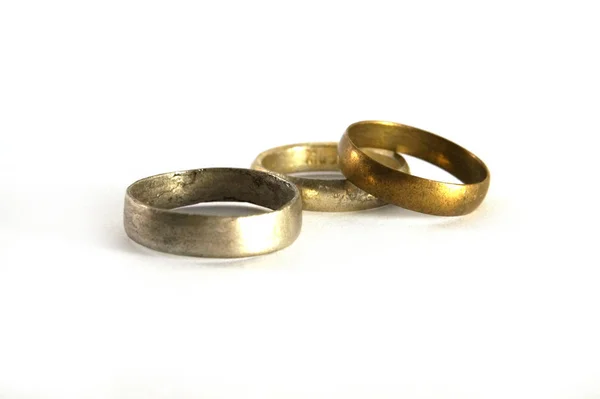 Three Vintage Rings Three Rings Old Rings Antique Rings Different Stock Photo