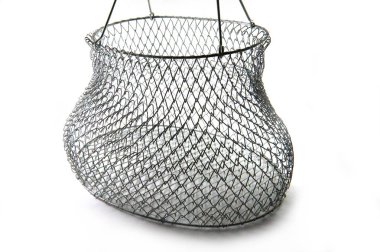 Vintage metal tel sepet. Vintage tel sepet. Beyaz arka plan. yakın çekim, görüntü sepet. SAP kafası stok görüntü