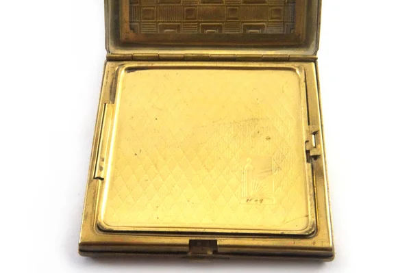 Caja Hojaldre Oro Antiguo Caja Hojaldre Vintage Caja Hojaldre Abierta —  Fotos de Stock