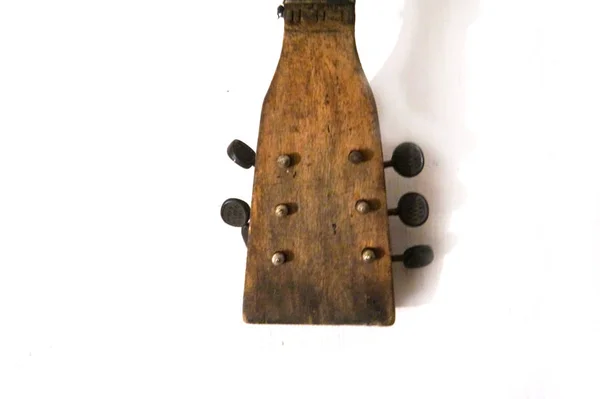 Folk Musical Instrument Domra Isolated White Antique Musical Instrument Stringed — Stock Photo, Image