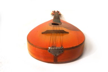 Beyaz izole halk müzik aleti domra. antika müzik aleti, yaylı enstrüman, mandolin, gitar, beyaz arka plan, yakın çekim, mandolin, görüntüsünü Sovyet vintage, SSCB, sap kafası stok görüntü, Nostalgishop, Nostalgishop IMAG
