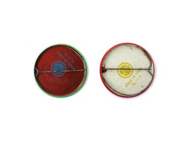 Rozetin geri, üç barrettes, üç daire, gümüş renk, görüntü üç barrettes, headstock stok görüntü, Nostalgishop, Nostalgishop görüntü