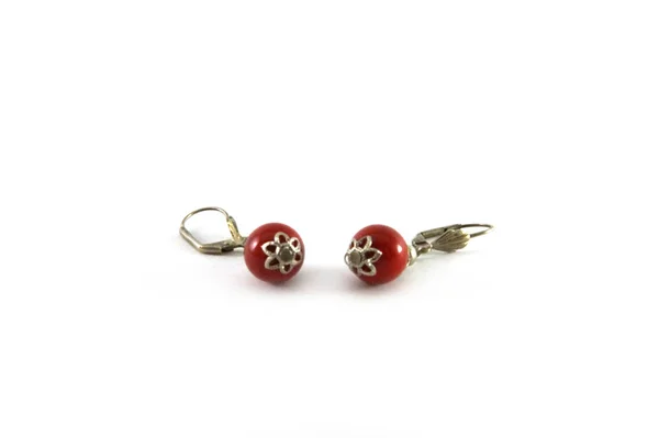 Boucles Oreilles Rouges Vintage Boucles Oreilles Argent Boucles Oreilles Rouges Photos De Stock Libres De Droits