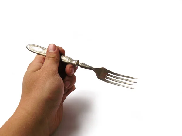 Melchior Fork Hand Silver Forks Close White Background Several Forks — Stock Photo, Image