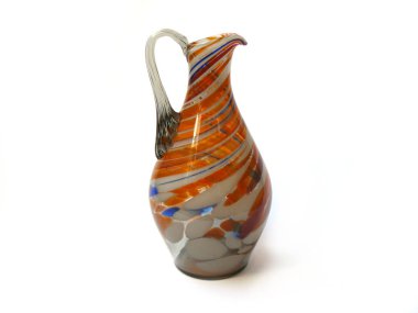 cam sürahi, beyaz sürahi, kırmızı sürahi Vintage sürahi, Vintage cam sürahi, cam sürahi, sürahi turuncu cam sürahi tutamacını, Sovyet cam vazo, sap kafası stok görüntü, Nostalgishop