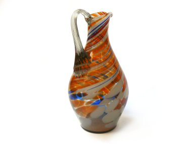 cam sürahi, beyaz sürahi, kırmızı sürahi Vintage sürahi, Vintage cam sürahi, cam sürahi, sürahi turuncu cam sürahi tutamacını, Sovyet cam vazo, sap kafası stok görüntü, Nostalgishop