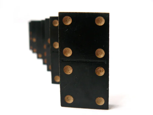 Domino Készlet Fekete Dominó Csont Játék Darabjai Fekete Szovjet Dominó — Stock Fotó