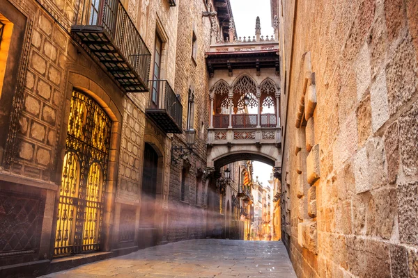 Čtvrť Barri Gòtic Barcelona, Španělsko — Stock fotografie