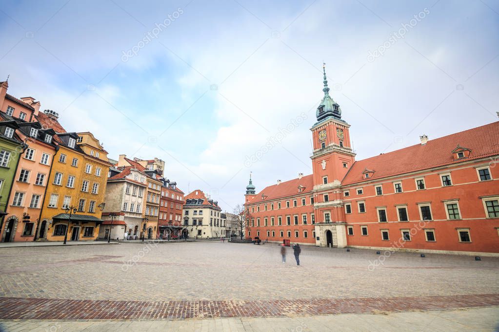 City center of Warsaw with the royal castle, Poland