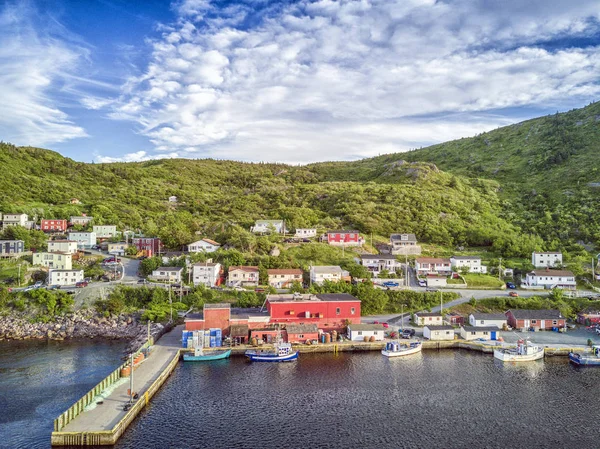 Petty Harbour with two piers during summer sunset, Newfoundland, — Stock Photo, Image