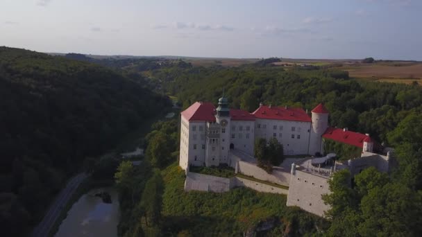 Pieskowa Skala Castle güzel bir ortamda, Krakow, Polonya — Stok video