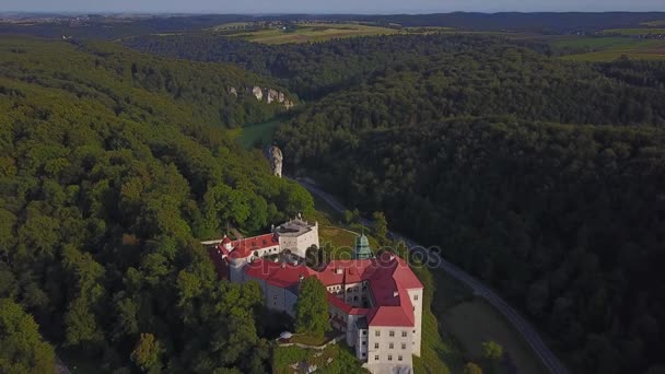 Castillo de Pieskowa Skala en un bello entorno, Cracovia, Polonia — Vídeo de stock