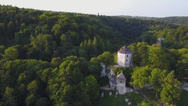 Hermoso castillo en la colina en Ojcow, Polonia — Vídeos de Stock