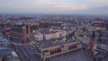 Krakow tarihi Pazar Meydanı, Polonya havadan görünümü